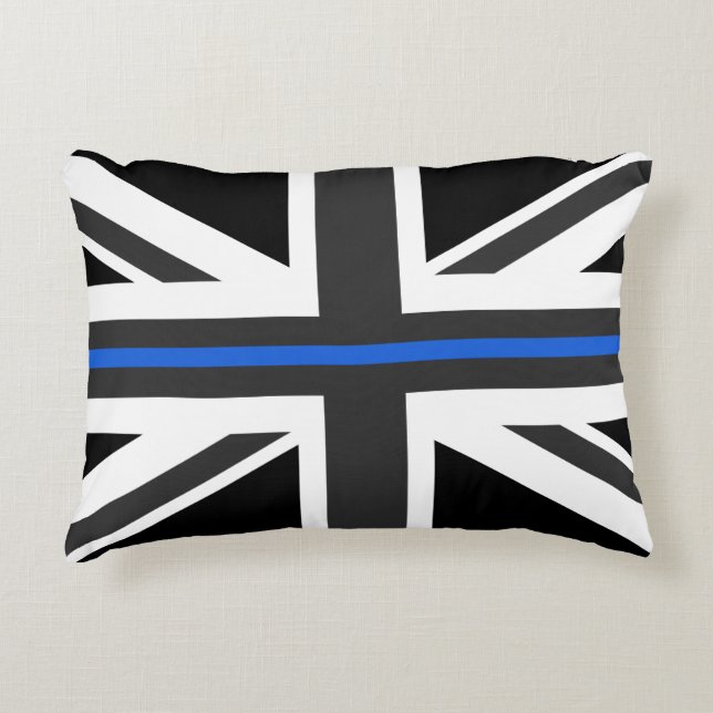 Dünne Flagge Blue Lines Großbritannien Dekokissen (Vorderseite)