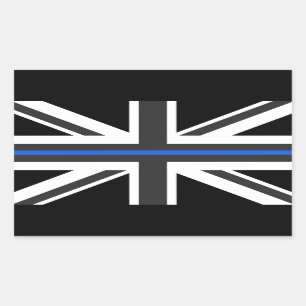 Dünne Flagge Blue Lines Großbritannien Rechteckiger Aufkleber