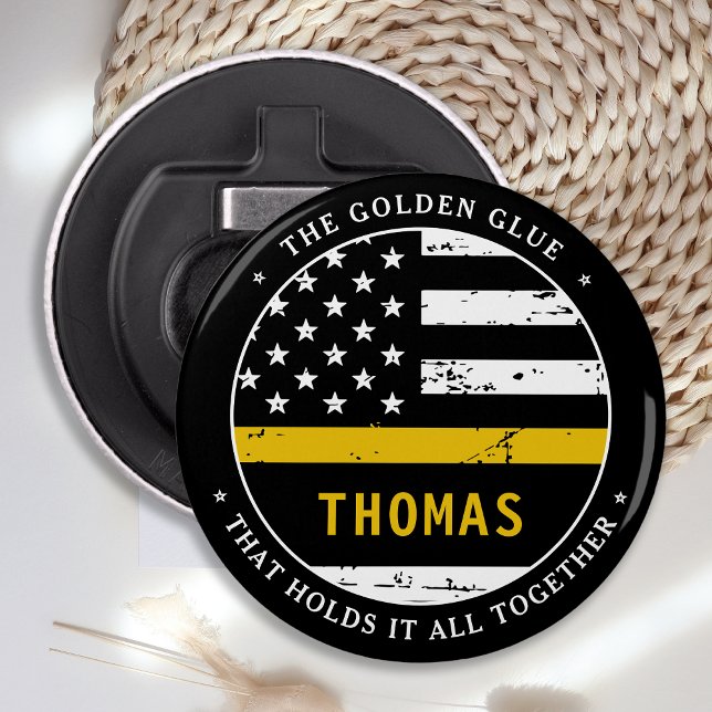 Dünne Goldlinie Personalisiert 911 Dispatcher Flaschenöffner (Von Creator hochgeladen)