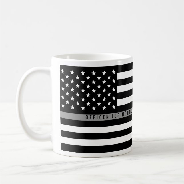 Dünne graue Korrekturlinie amerikanische Flagge Kaffeetasse (Links)