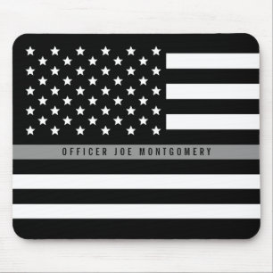Dünne graue Linie amerikanische Flagge addieren Mousepad