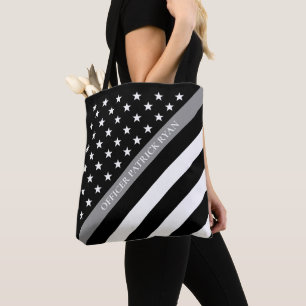 Dünne graue Linie KorrekturFlagge-Monogramm Tasche