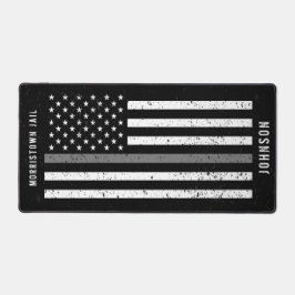 Dünne graue Linie störte amerikanische Flag-Korrek Schreibtischunterlage