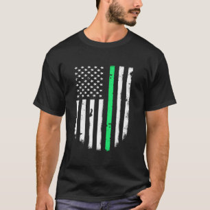 Dünne Green Line Usa American Flag Jacke Oberteil T-Shirt