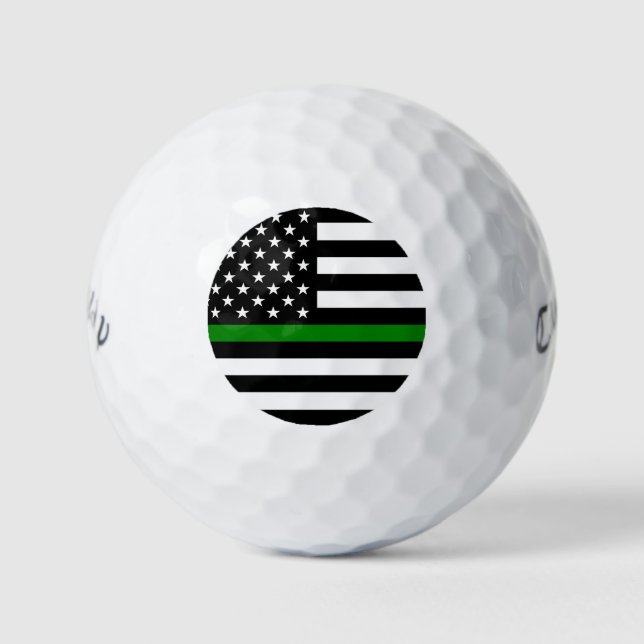 Dünne grüne Flagge: Patriotische Militärveteranen Golfball (Vorderseite)