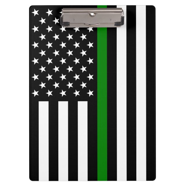 Dünne grüne Flagge: Patriotische Militärveteranen Klemmbrett (Vorderseite)