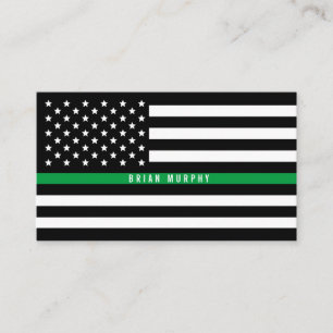 Dünne grüne Linie amerikanische Flagge beruflich Visitenkarte