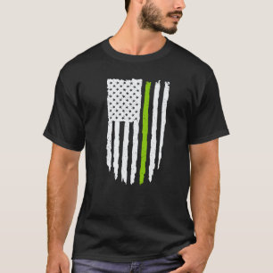 Dünne grüne Linie Amerikanische Flagge für Veganer T-Shirt
