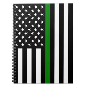 Dünne Grüne Linie Militär- und Veteranen-Amerikani Notizblock