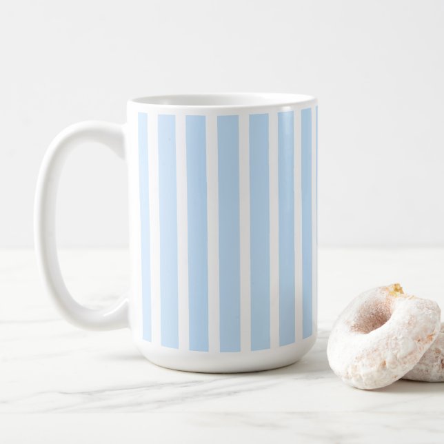 Dünne hellblaue Streifen Kaffeetasse (Mit Donut)