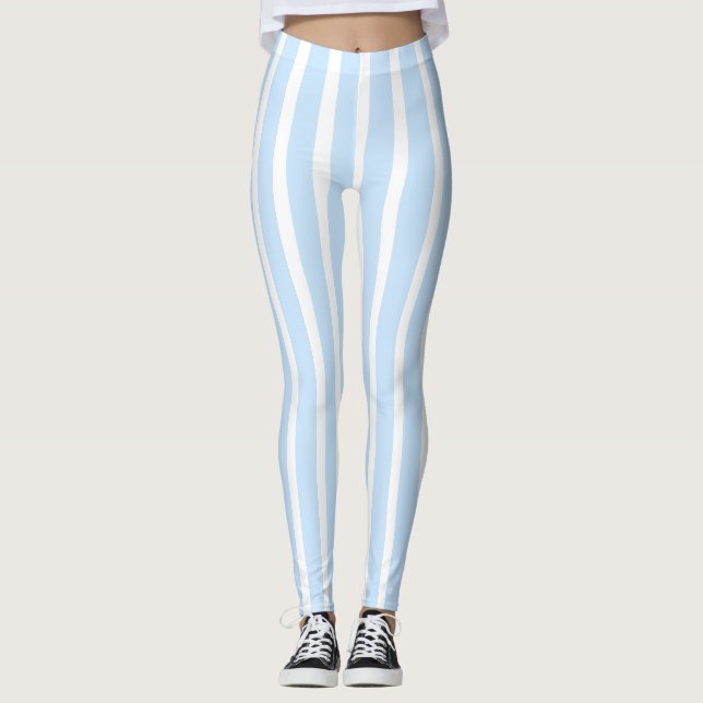 Dünne hellblaue Streifen Leggings (Vorderseite)