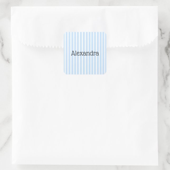 Dünne hellblaue Streifen Quadratischer Aufkleber (Tasche)