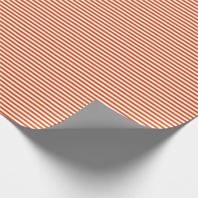 Dünne Leuchtorange-und Weiß-Streifen Geschenkpapier (Ecke)