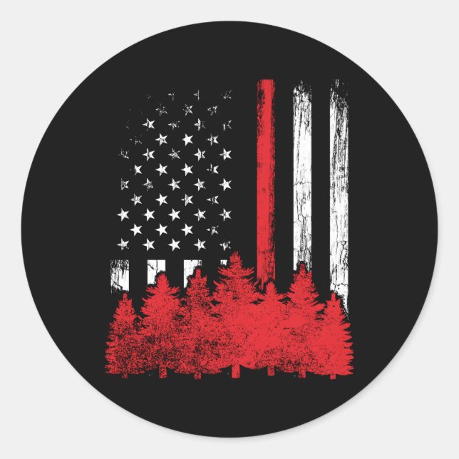 Dünne Red Line American Flag Wildland Feuerwehrman Runder Aufkleber (Vorderseite)
