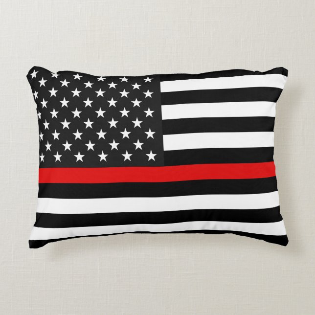 Dünne rote Linie amerikanische Flagge Dekokissen (Vorderseite)