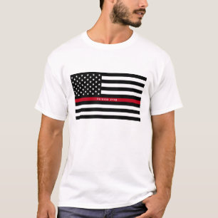 Dünne rote Linie Feuerwehrmann-Flagge addieren T-Shirt