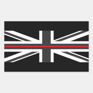 Dünne rote Linie Großbritannien-Flagge Rechteckiger Aufkleber
