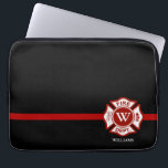 Dünne rote Linie kundenspezifisches Laptopschutzhülle<br><div class="desc">Eine große rote Linie themenorientierter Laptopkasten der Feuerrettung. Er kennzeichnet ein Malteserkreuz in der Mitte für Ihr Monogramm von Ihrem ersten oder Nachname oder der Ihrer Geschenkempfängers. Unter das Malteserkreuz ist eine Stelle für der den Namen oder die Nachname Person. Ein fantastisches kundengebundenes Geschenk für diesen Lieblingsfeuerwehrmann in Ihrem Leben....</div>