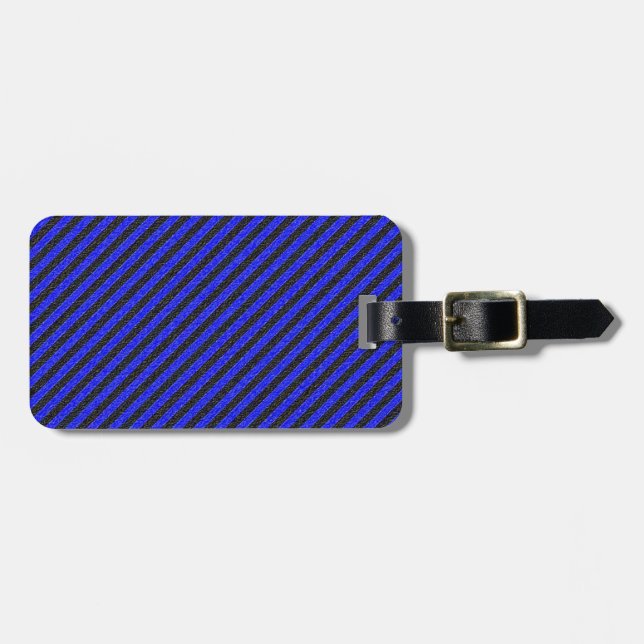 Dünne schwarze und blaue Diagonalstreifen Gepäckanhänger (Vorderseite horizontal)