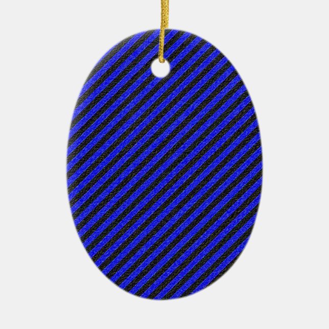 Dünne schwarze und blaue Diagonalstreifen Keramikornament (Vorne)