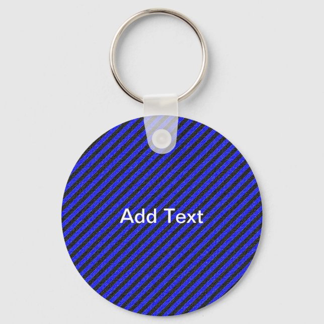 Dünne schwarze und blaue Diagonalstreifen Schlüsselanhänger (Vorderseite)
