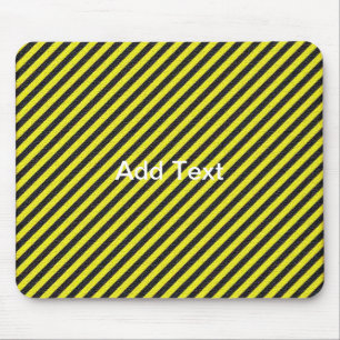 Dünne schwarze und gelbe diagonale Streifen Mousepad