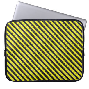 Dünne schwarze und gelbe Diagonalstreifen Laptopschutzhülle