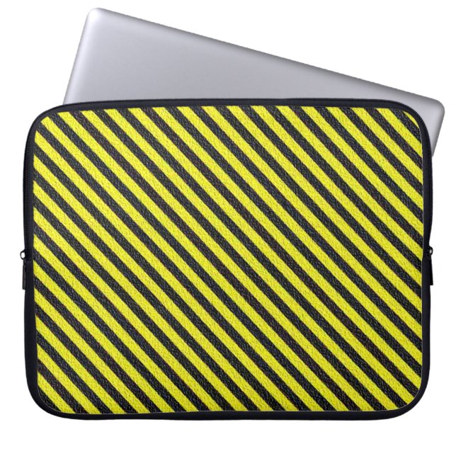 Dünne schwarze und gelbe Diagonalstreifen Laptopschutzhülle (Vorderseite)