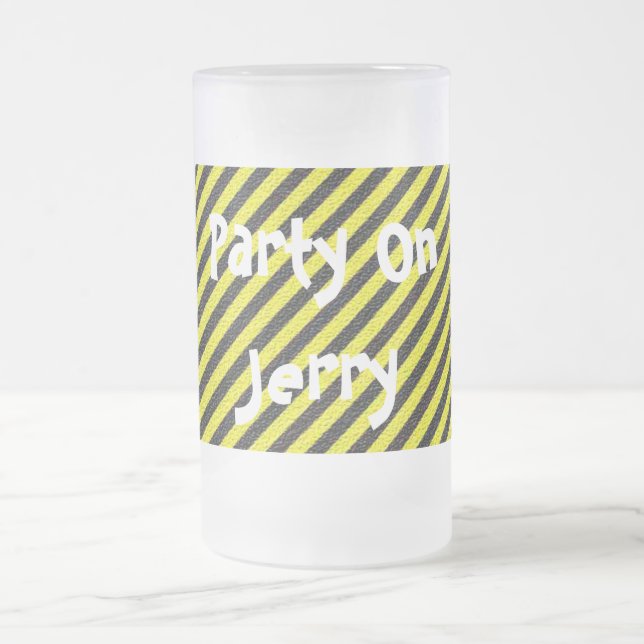 Dünne schwarze und gelbe Diagonalstreifen Mattglas Bierglas (Mittel)