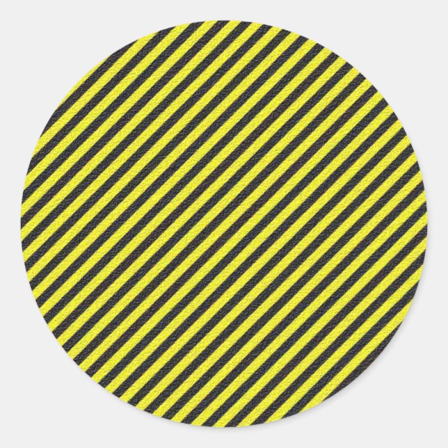 Dünne schwarze und gelbe Diagonalstreifen Runder Aufkleber (Vorderseite)