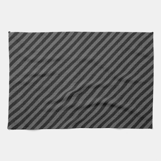 Dünne schwarze und graue Diagonalstreifen Geschirrtuch (Horizontal)
