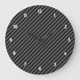 Dünne schwarze und graue Diagonalstreifen Große Wanduhr