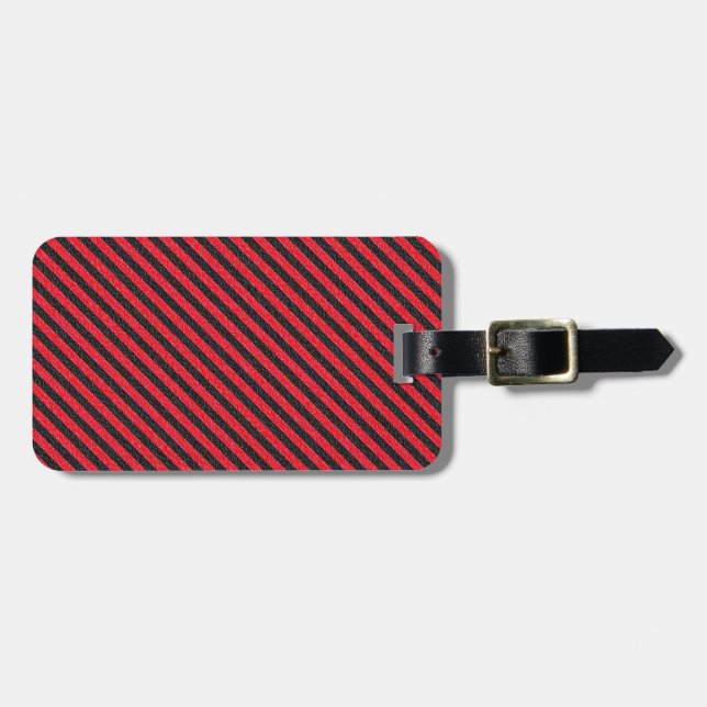 Dünne schwarze und rote Diagonalstreifen Gepäckanhänger (Vorderseite horizontal)