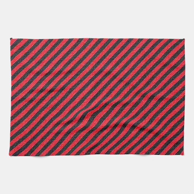 Dünne schwarze und rote Diagonalstreifen Handtuch (Horizontal)