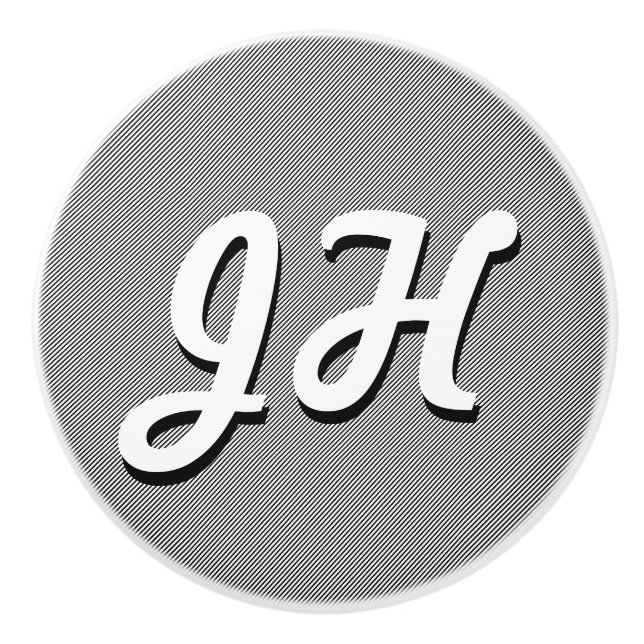 Dünne schwarze und weiße Streifen | Retro-Stilvorl Keramikknauf (Vorderseite)