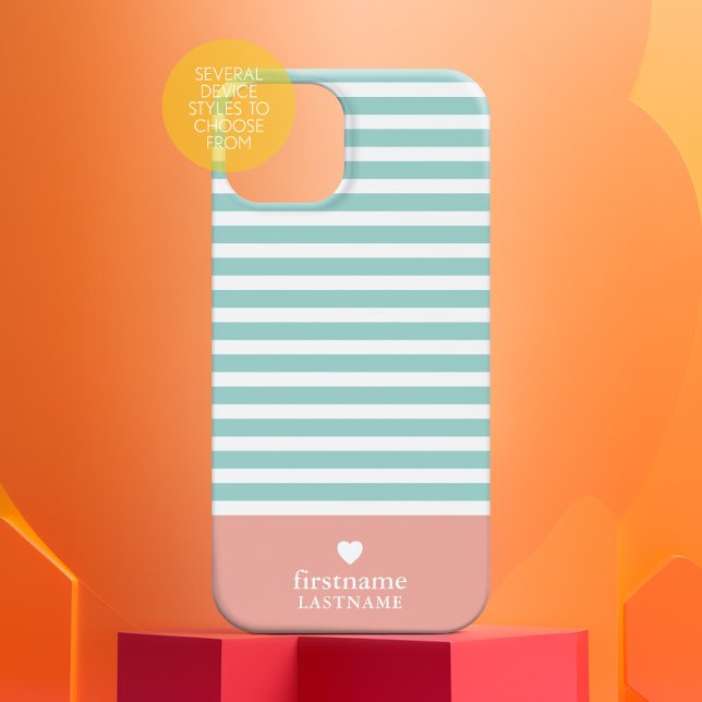 Dünne Streifen Hochskalierbare aquamarine Heart Mo iPhone 16 Plus Hülle (preppy design - personalized phone case)