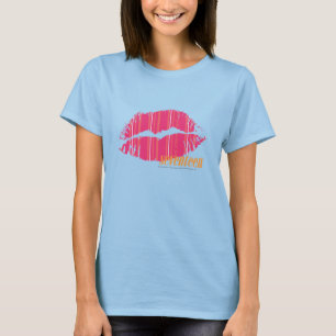 Dünne Streifen magentarot T-Shirt