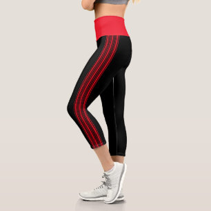 Dünne Streifen Schwarz und Rot Yoga Leggings