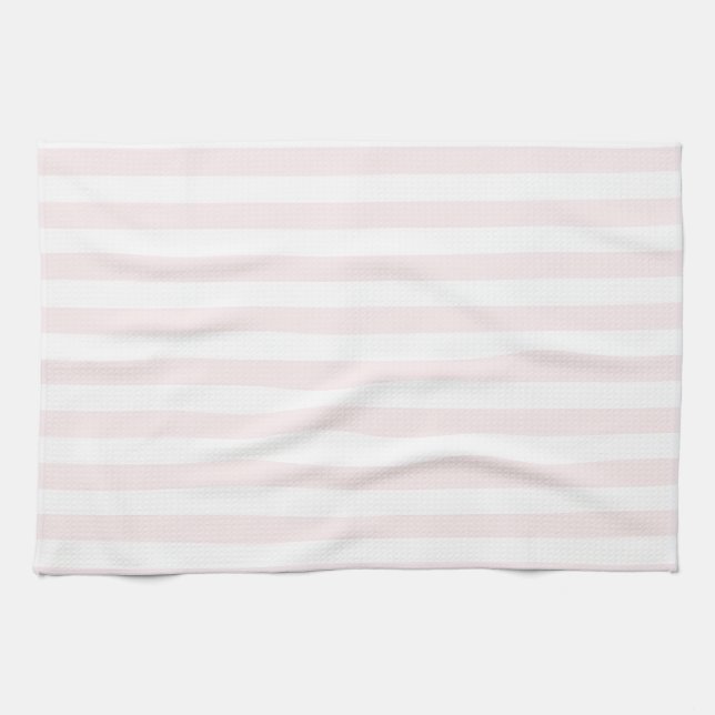 Dünne Streifen - weiß und blaß - Rosa Geschirrtuch (Horizontal)