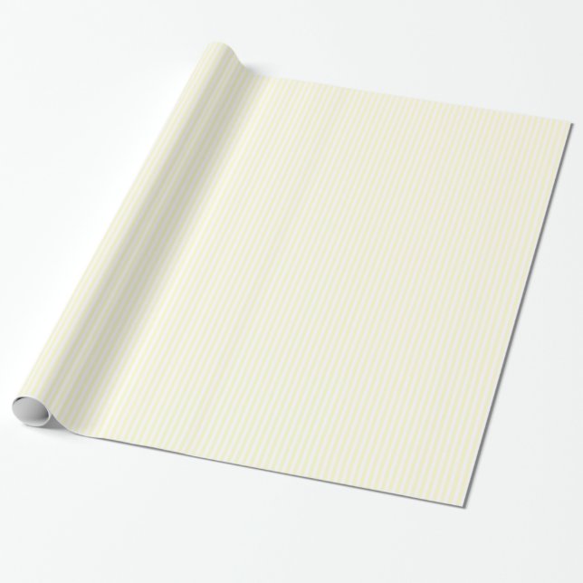 Dünne Streifen - Weiß und Creme Geschenkpapier (Ungerollt)