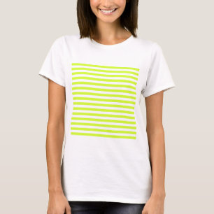 Dünne Streifen - weiß und Leuchtstoffgelb T-Shirt