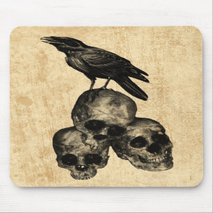 Dünne Überbleibsel-Krähen-Schädel-gotische Kun Mousepad