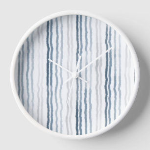 Dünne Wasserfarbene Streifen, Schieferblau, Grau,  Uhr