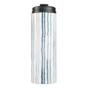 Dünne Wasserfarbenstreifen, Schieferblau, Grau, We Thermosbecher