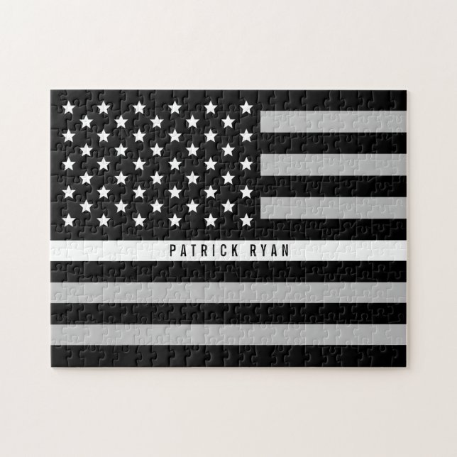 Dünne weiße Linie amerikanische Flagge EMS (Horizontal)