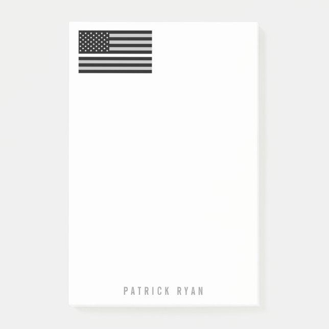 Dünne weiße Linie amerikanische Flagge EMS Post-it Klebezettel (Vorderseite)