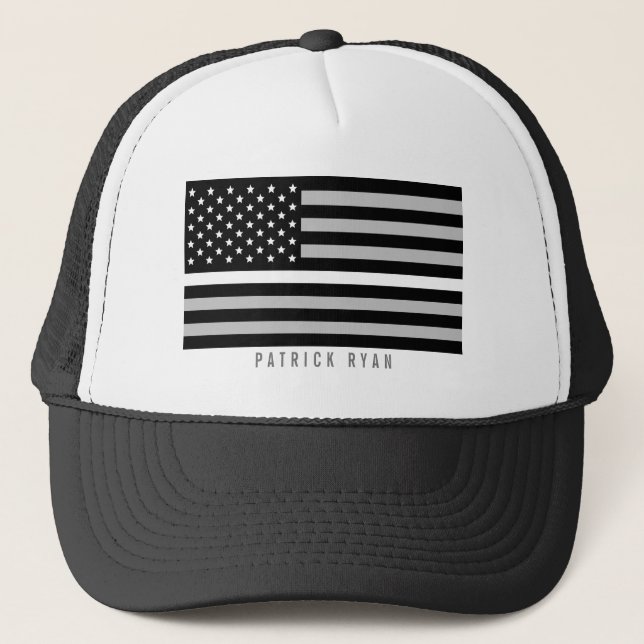 Dünne weiße Linie amerikanische Flagge EMS Truckerkappe (Vorderseite)
