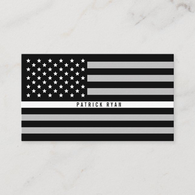 Dünne weiße Linie amerikanische Flagge EMS Visitenkarte (Vorderseite)