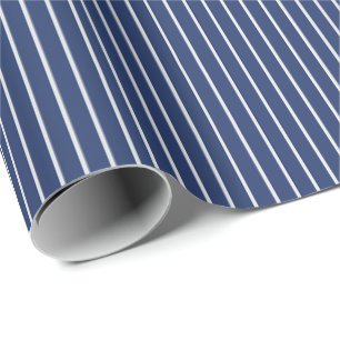 Dünne weiße Pinstripes auf dunkelblau Geschenkpapier