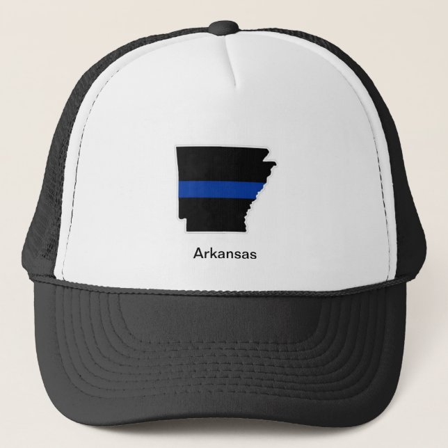 Dünner Blue Line Fernlastfahrer-Hut Arkansas Truckerkappe (Vorderseite)